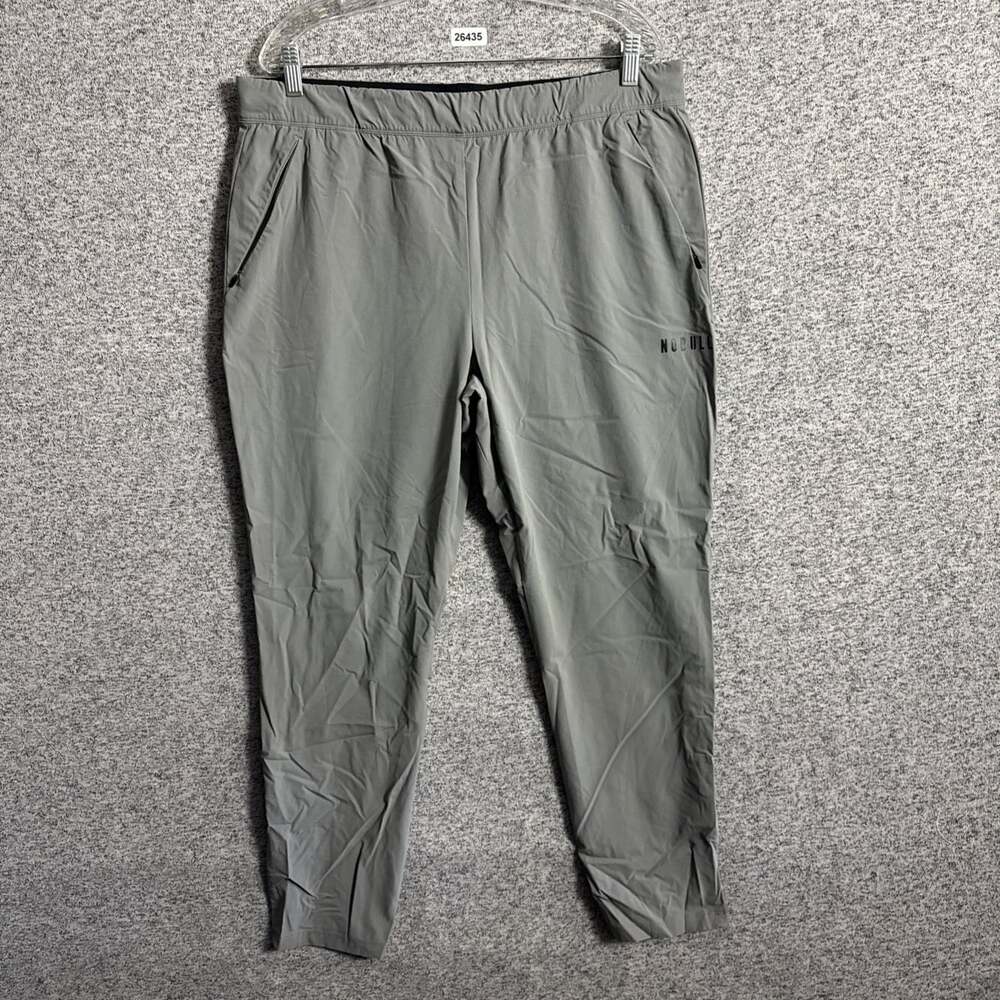 Nobull Men's XL Gray Woven Nylon Training Jogger Pants With Drawing & Pockets